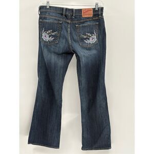 Lucky Brand Jeans Bootcut Embellished‎ Pocket Women 12 Waist 31 Dark Blue Wash